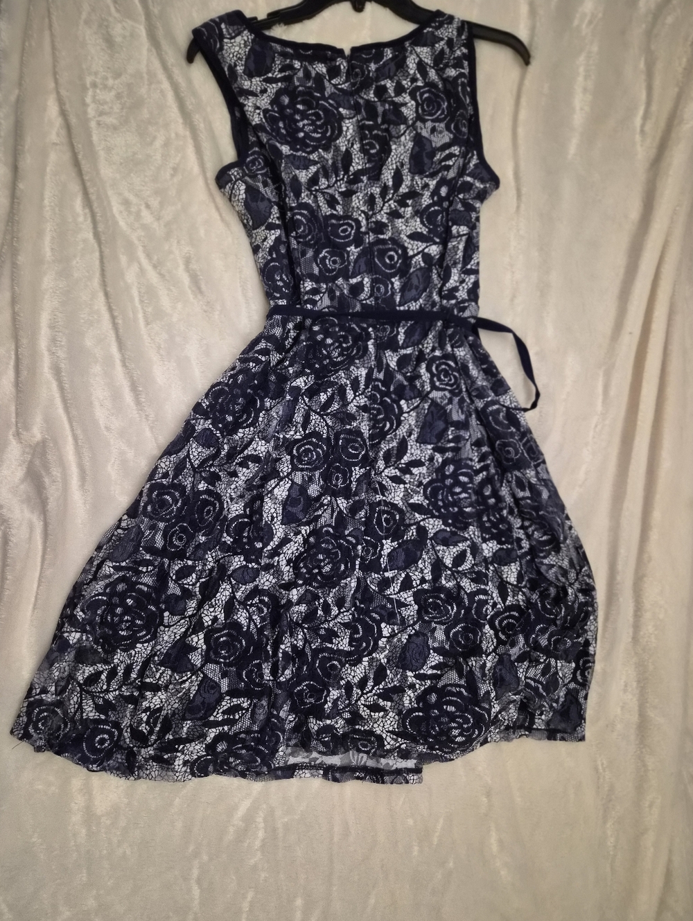 CB Established 1962 Navy White Lace Fit & Flare Dress Size 12 Wedding Guest - Picture 6 of 13